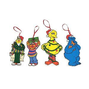 Sesame Street Wooden Ornaments Henson Kurt Adler Bert Ernie Bird Cookie Monster